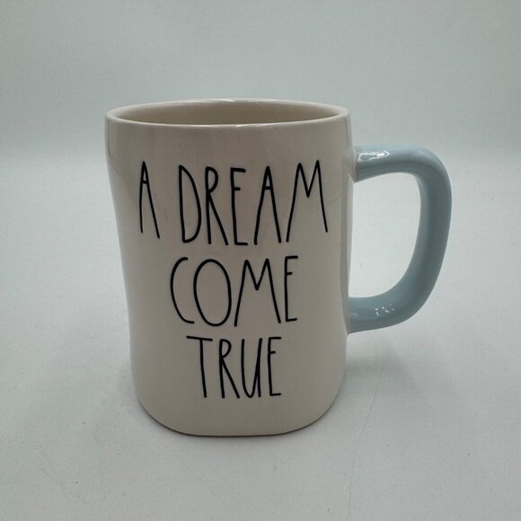 Rae Dunn X Disney A DREAM COME TRUE mug Rare white blue castle hard to find prin - Picture 1 of 3